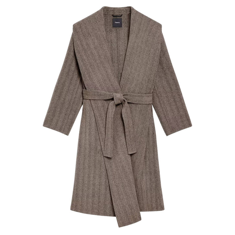 Lux Shawl Collar Herringbone Coat image number null