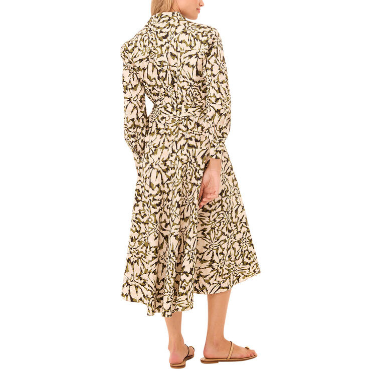 Lorie Long Sleeve Belted Button-Front Midi Dress image number null