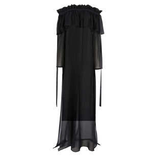 Long Sleeve Boat Neck Maxi Dress With Bow Details