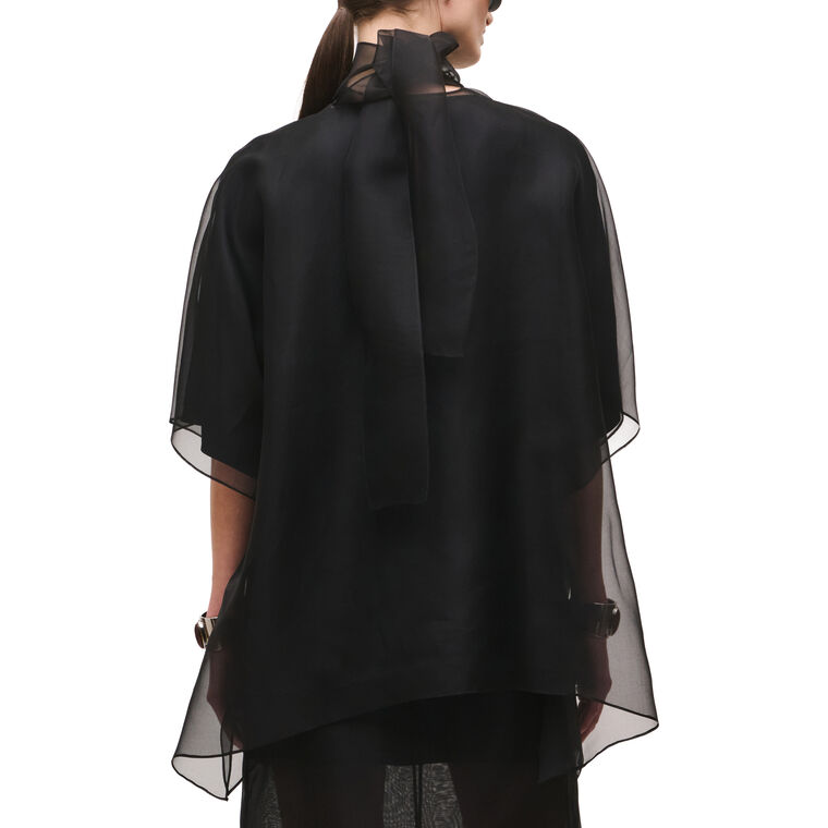 The Cali Organza Short Sleeve Blouse With Neck Tie image number null