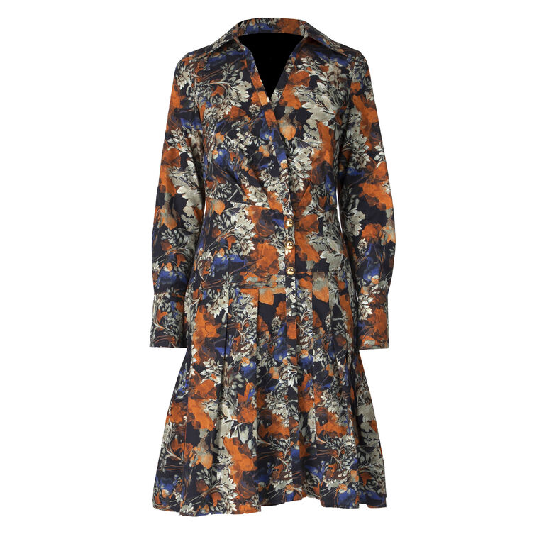 Laney Long Sleeve Pleated Shirt Dress image number null