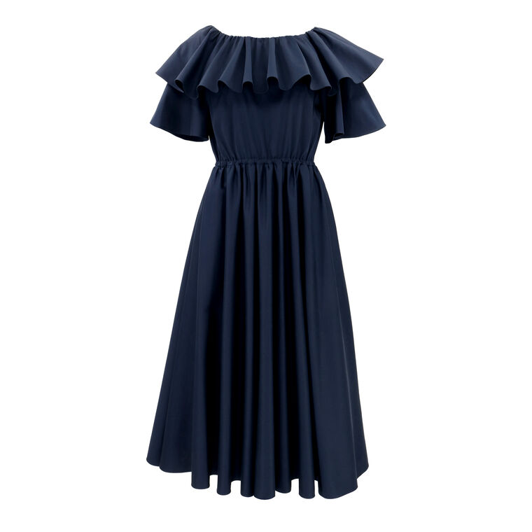 Tiered Ruffle Short-Sleeve Midi Dress image number null