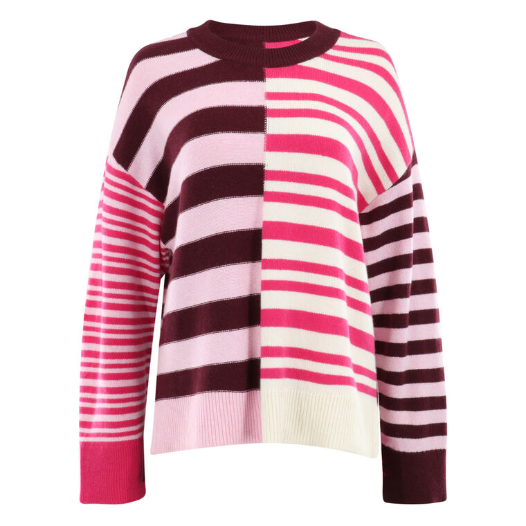 Avalon Spliced Stripe Long Sleeve Pullover Sweater image number null