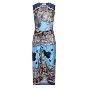Agnes Sleeveless Printed Wrap Front Midi Dress