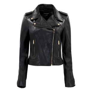 Donna Gold Hardware Iconic Leather Biker Jacket