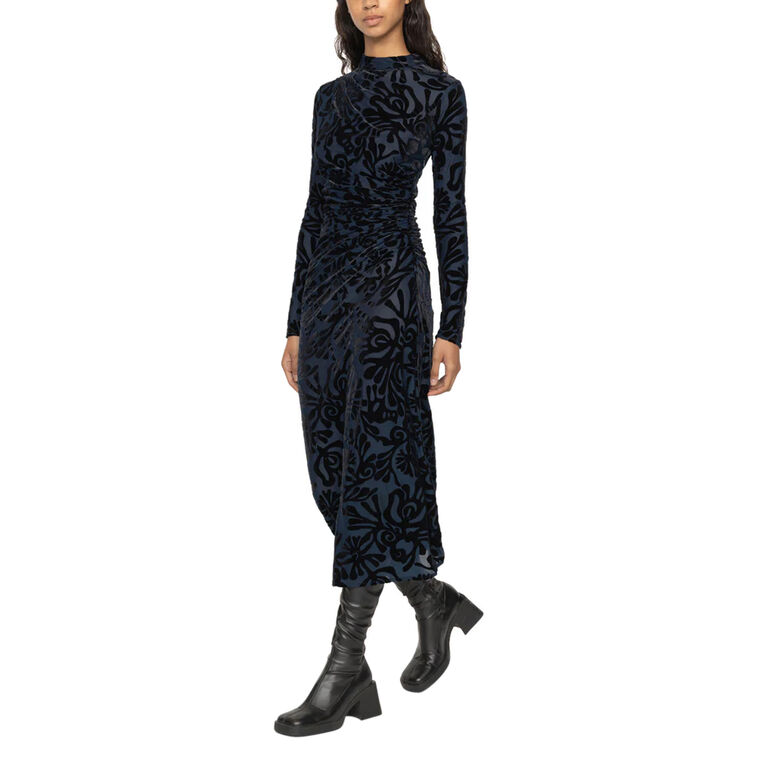 Alia Stretch Velvet Burnout Dress image number null