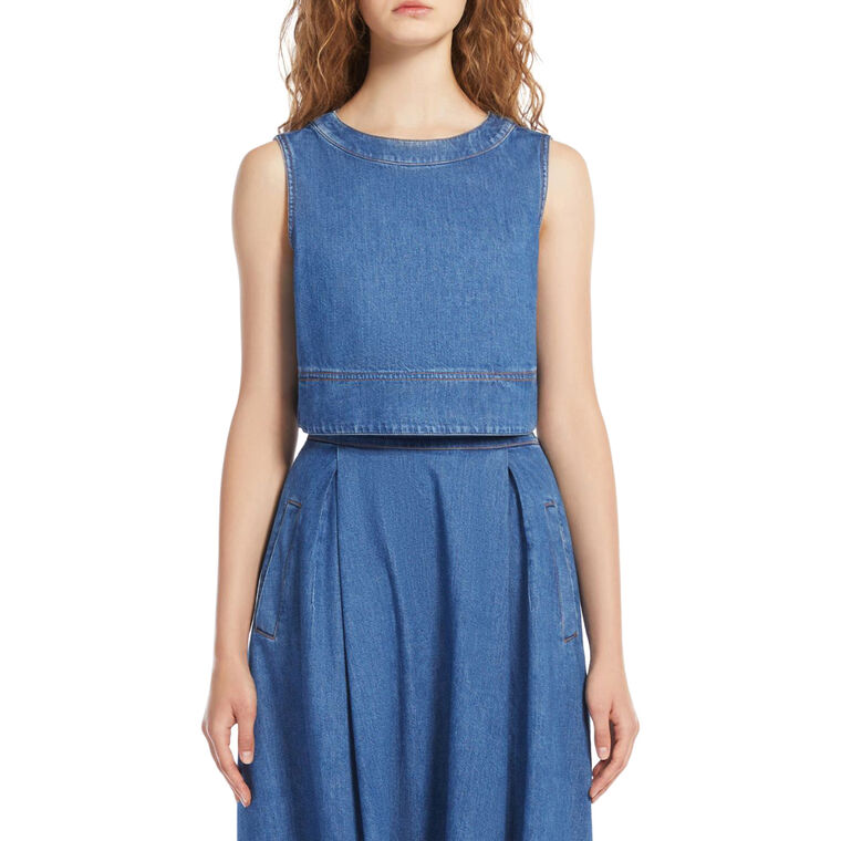Magia Woven Denim Cropped Sleeveless Top image number null