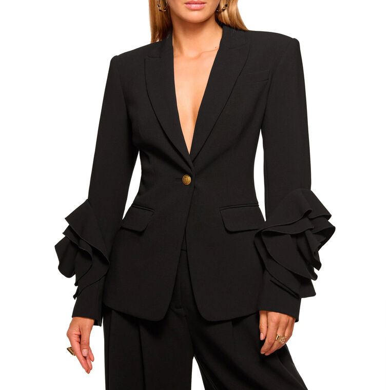 Leah Tailored Ruffle Blazer With Statement Sleeves image number null
