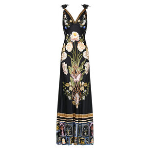V-Neck Full Length Bias Slip Dress