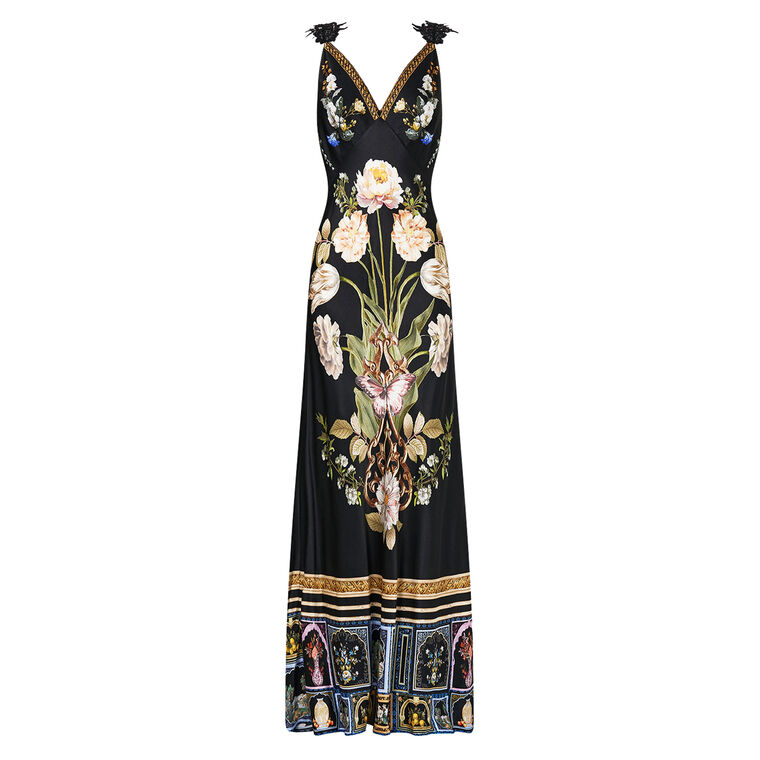 V-Neck Full Length Bias Slip Dress image number null