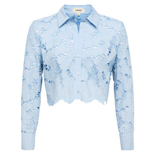 Seychelle Lace Cropped Buttondown Blouse