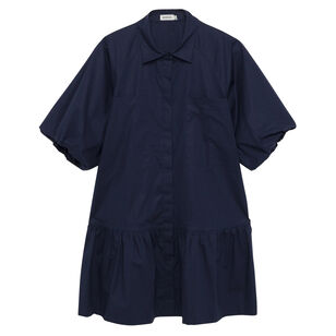 Crissy Cotton Poplin Balloon Short Sleeve Mini Shirt Dress