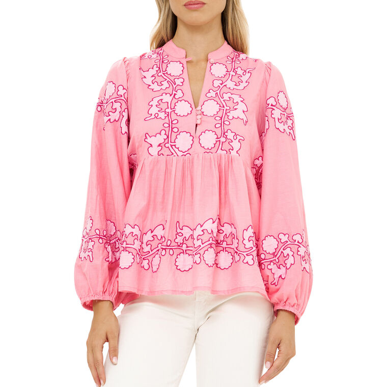 Mandarin Balloon Long Sleeve Top image number null
