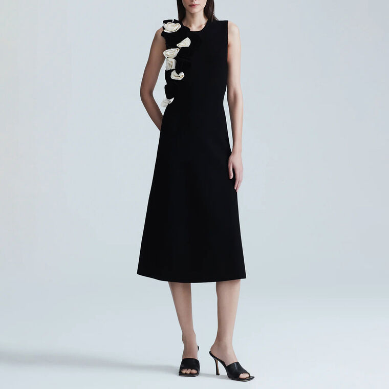 Ruffle Knit Sleeveless Midi Dress image number null