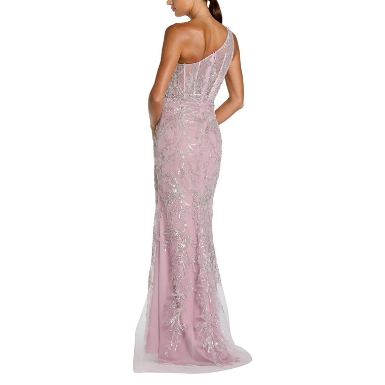 Beaded One Shoulder Evening Gown image number null
