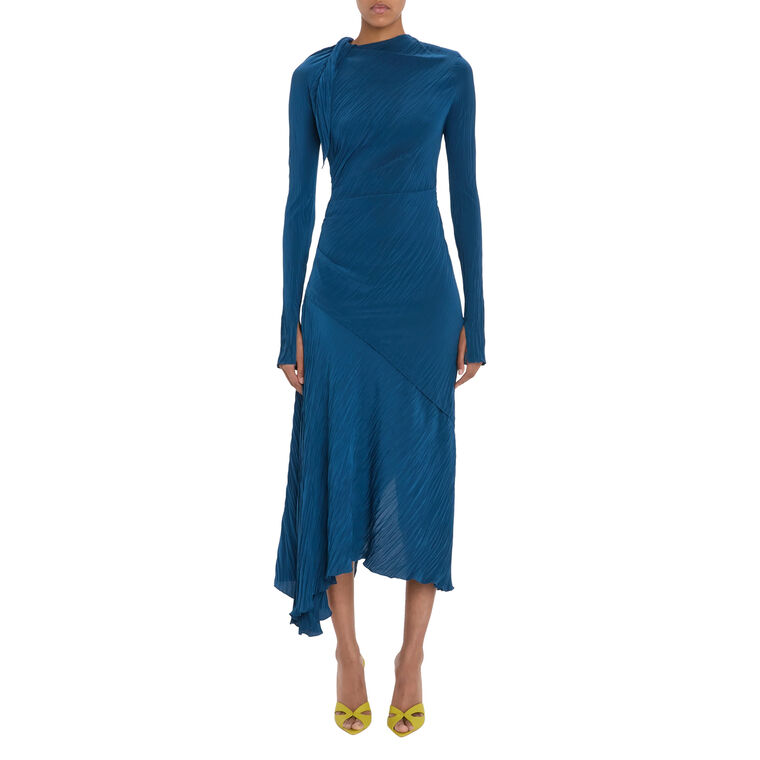 Long Sleeve Plisse Midi Dress image number null