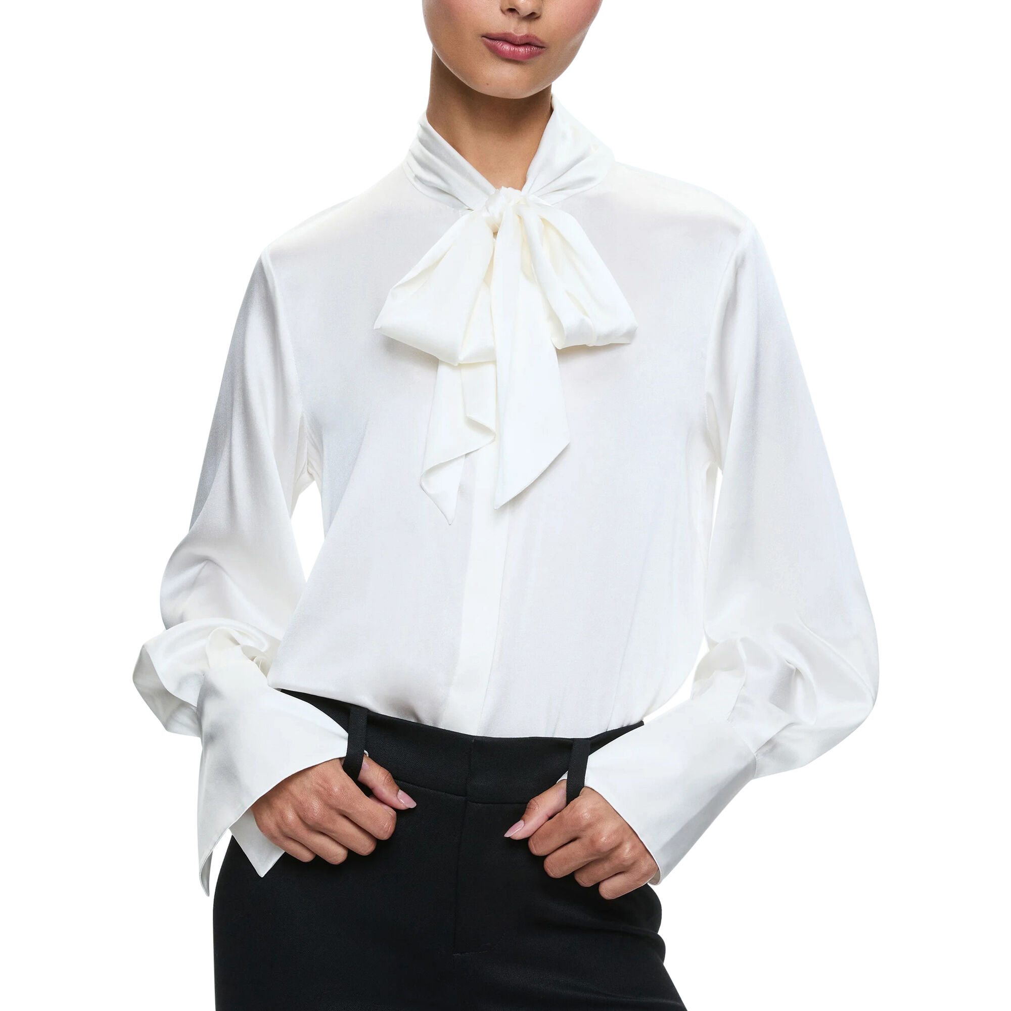 新品タグ付き liten Tie Sleeve Blouse ホワイト Alice + Olivia Lloyd Slit Sleeve Button Down Blouse | Tootsies
