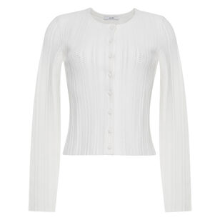 Faye Pointelle Knit Cardigan In Compact Jacquard