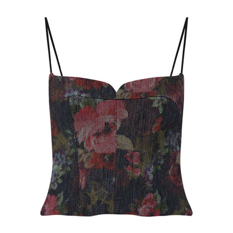 Floral Denim Bustier image number null