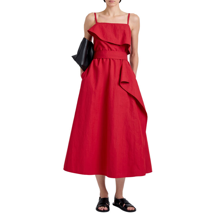Reign Sleeveless A-Line Midi Dress In Washed Cotton image number null