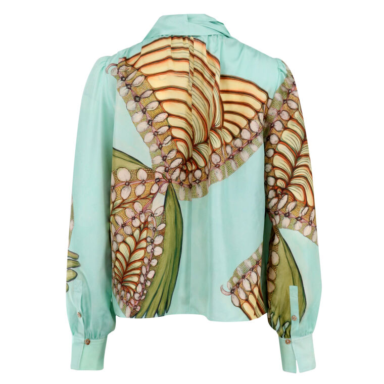 Ornament Silk Tie-Neck Blouse image number null