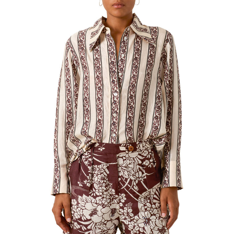 Dana Long Sleeve Climbing Vine Silk Shirt image number null