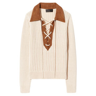 Juana Lace-Up Front Collared Sweater