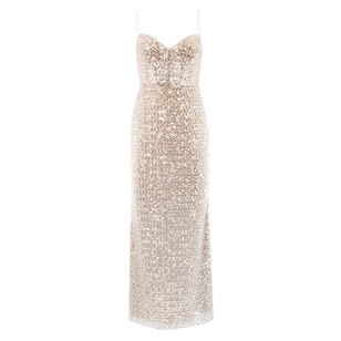 Sleeveless Sequin Embellished Bustier Column Gown