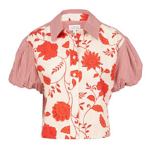 Elza Puff Sleeve Button-Up Top