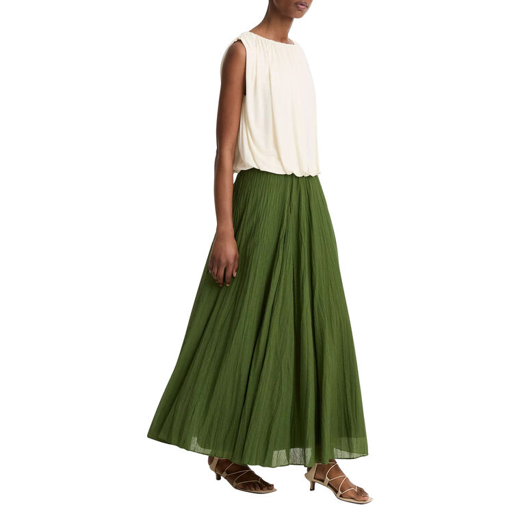 Crinkled Plisse Cotton-Blend Maxi Skirt image number null
