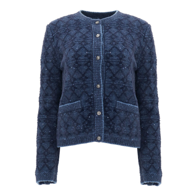 Evey Metallic Printed Cardigan Sweater image number null