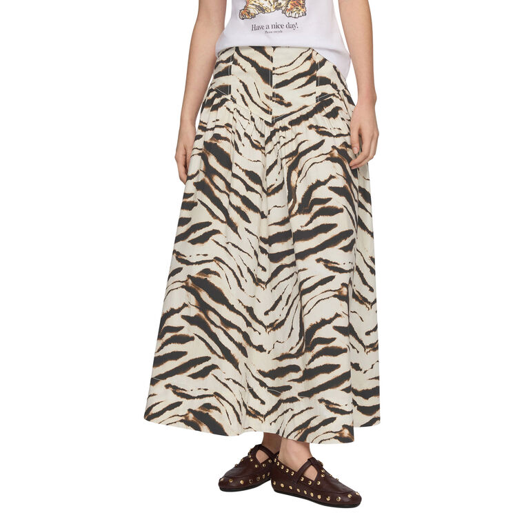 Drop Waist Zebra Print Maxi Skirt image number null