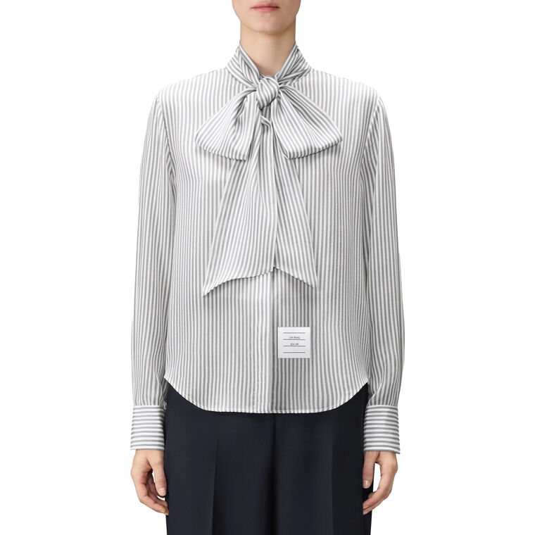 Long Sleeve Detachable Collar Silk Shirt image number null