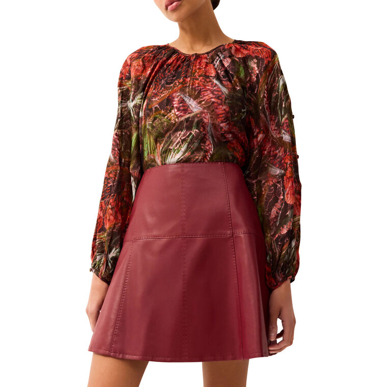 Arabella Long Sleeve Printed Metallic Silk Blouse image number null