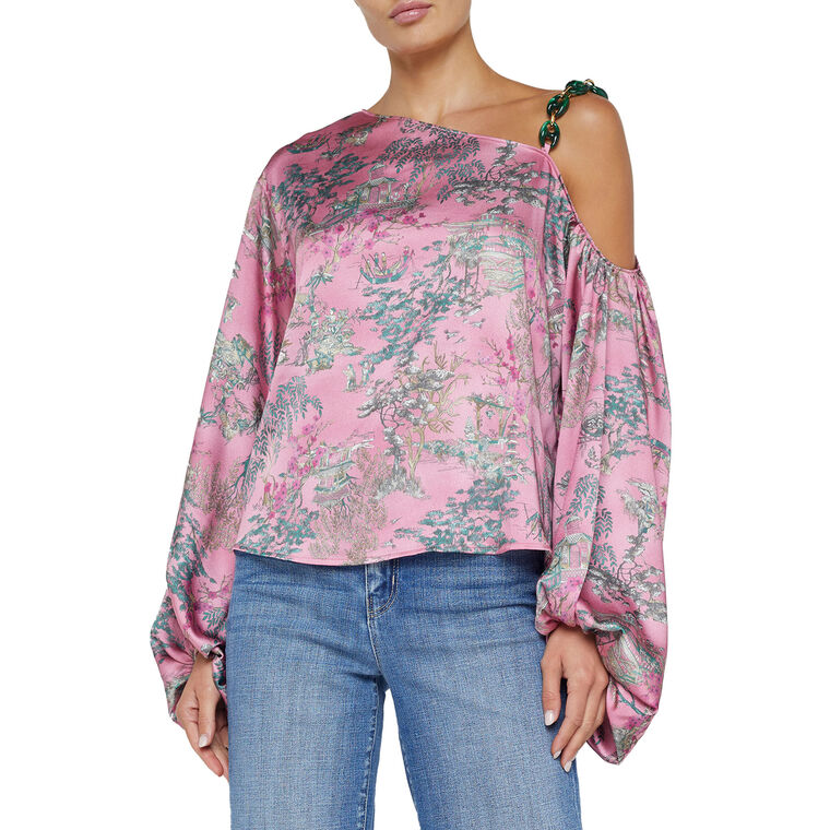 Asami Chain One-Shoulder Blouse image number null