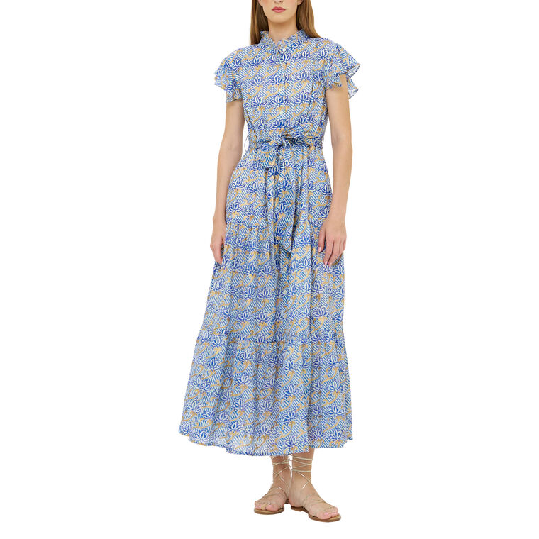 Ruffle Collar Button Maxi Dress image number null