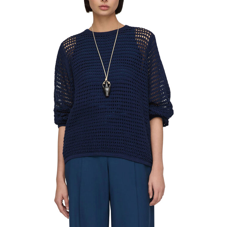 Cotton Open Stitch Voluminous Sleeve Sweater image number null