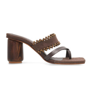 Aswan Strappy Linen Heel With Hand-Beaded Detail