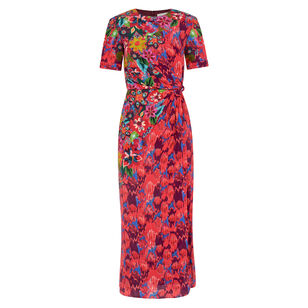Devi Short Sleeve Front Slit Midi Dress