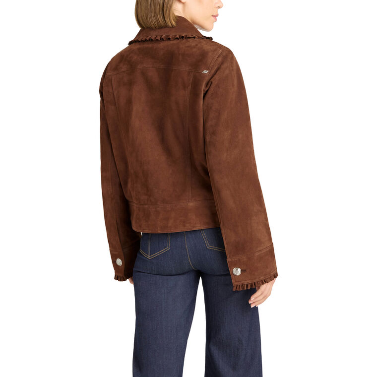 Sybil Suede Jacket With Ruffle Detailing image number null