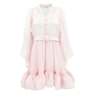 Cupro Long Sleeve Button-Down Mini Dress