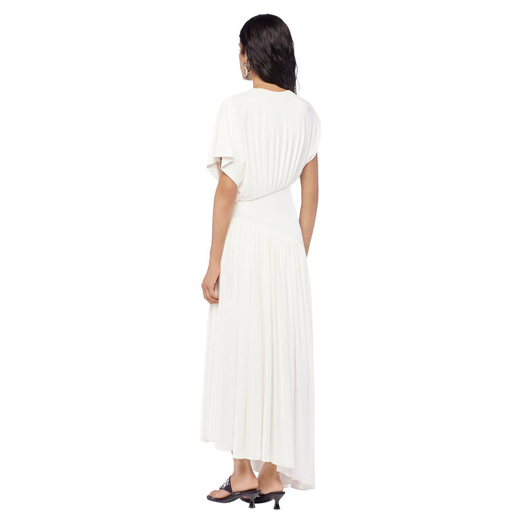 Asymmetrical Short Sleeve Ruched Maxi Dress image number null