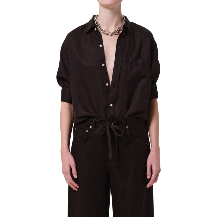Kayla Shrunken Long Sleeve Linen Shirt image number null