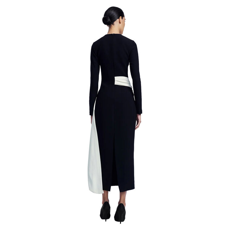 Floral Organza Embroidered Crepe Dress image number null