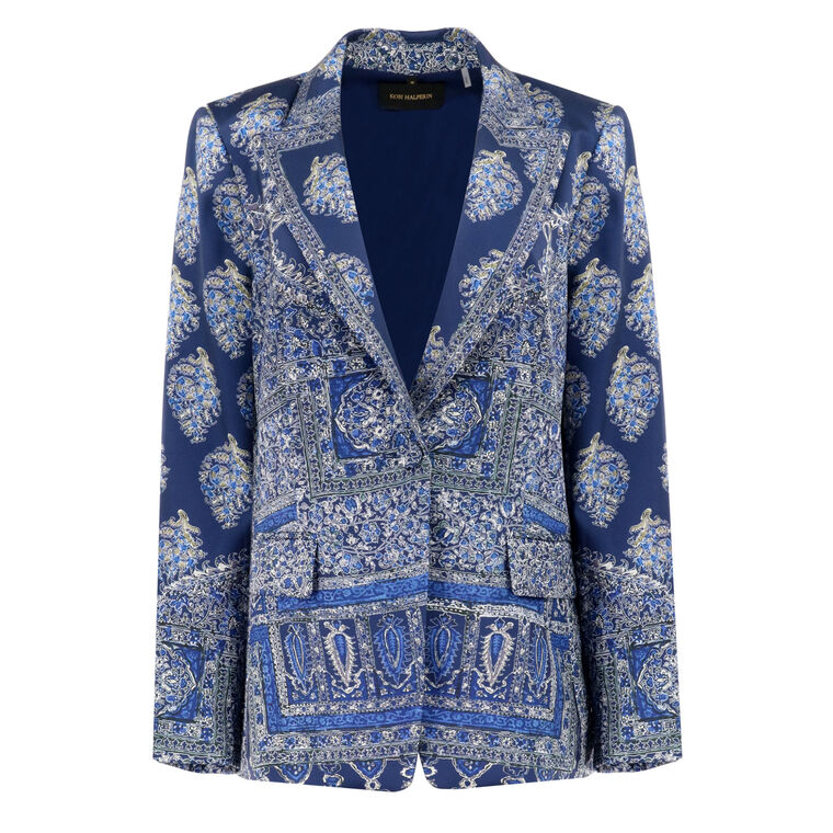 Maeve Mixed Paisley Print Satin Jacket image number null