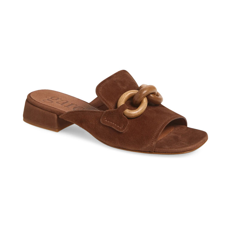 Enna Low Heel Slide Sandal With Wood Detail image number null