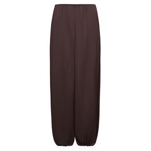 Mid-Rise Plisse Crinkle Drawcord-Hem Pant