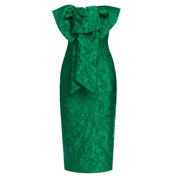 Strapless Cocktail Midi Dress With Bow image number null