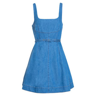 Paige Sleeveless Belted Denim Mini Dress