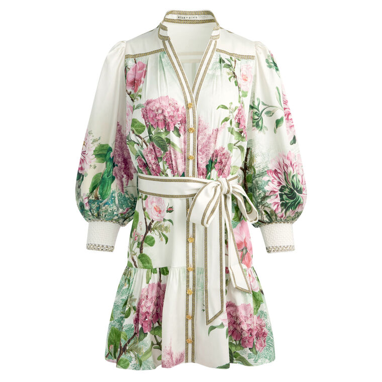 Cora Voluminous Tiered Mini Shirt Dress image number null